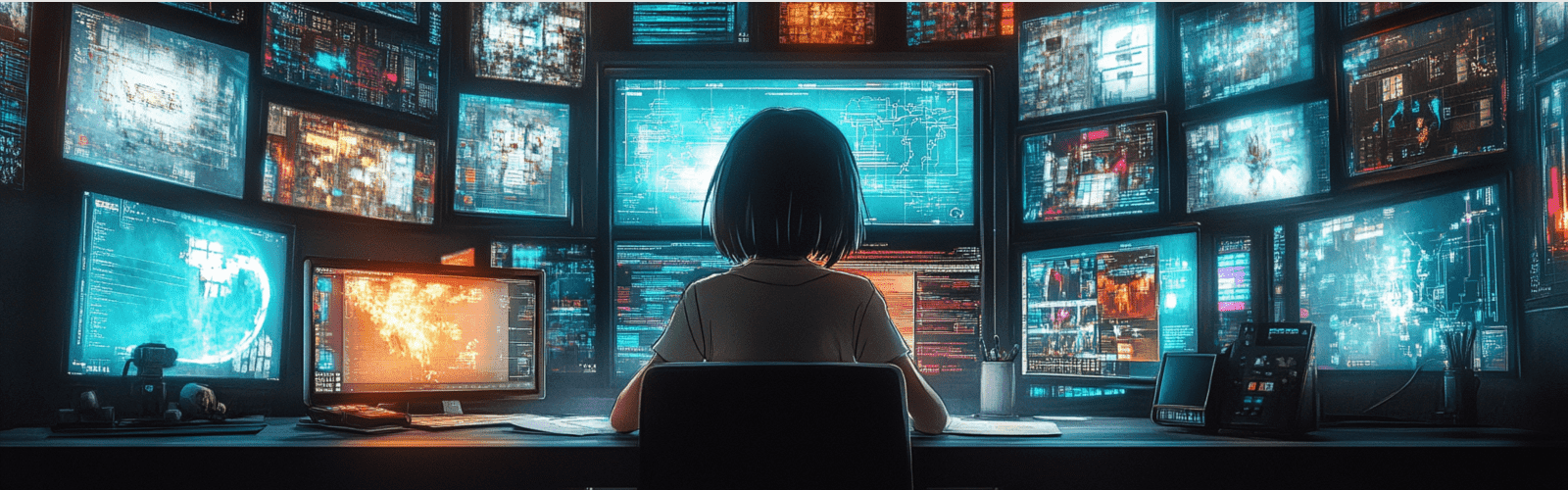 A girl quietly sits at a desk 